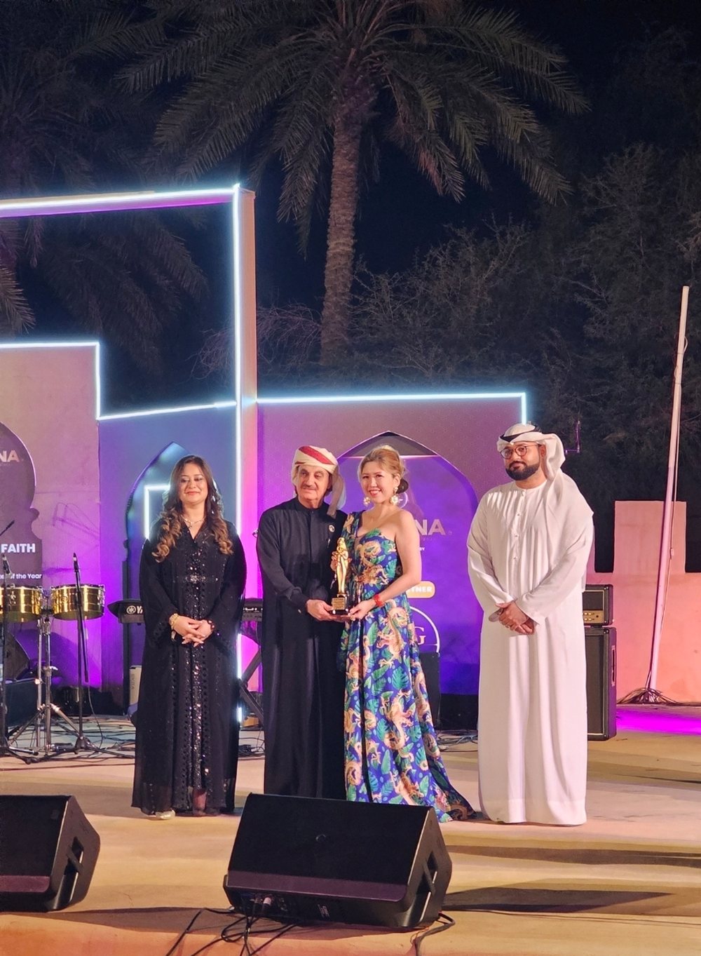 Celestia Faith Chong receiving the Forttuna Global Excellence Award, Healthcare Marketer of the Year, Asia, in Dubai, 2023.